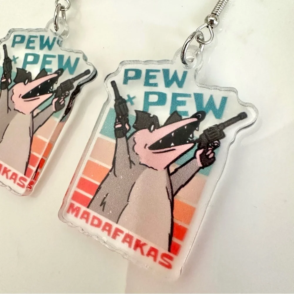 2/$30🌵 Pew! Pew! Madafakus Possum Earrings Silly Funny Acrylic Cartoon Gift NEW